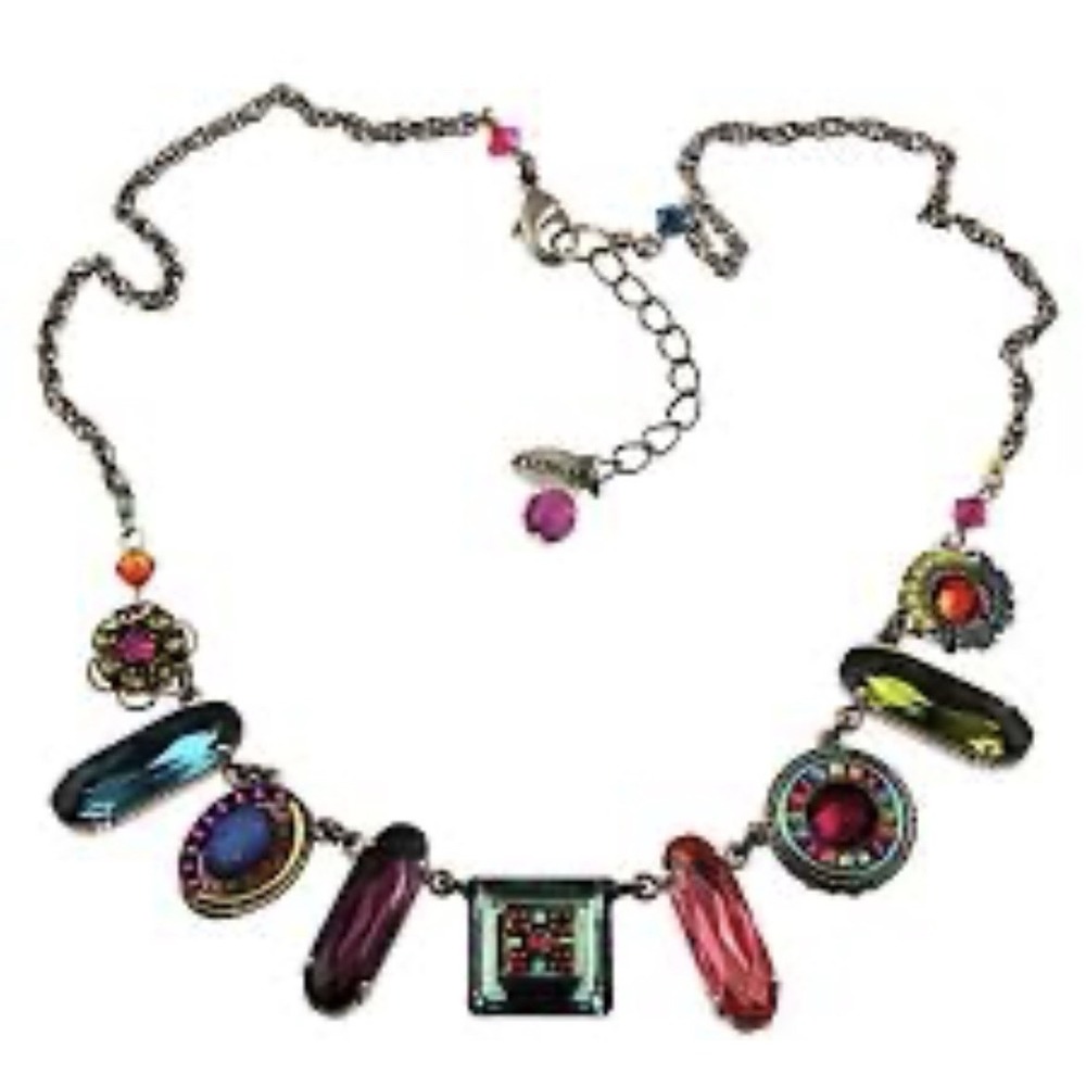 Firefly La Dolce Vita Necklace Pink Blue Zirconia Swarovski Crystals Boho